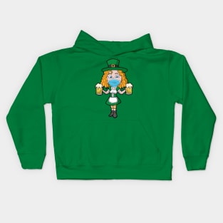 Irish Girl Beers Mask St Patrick's Day Kids Hoodie